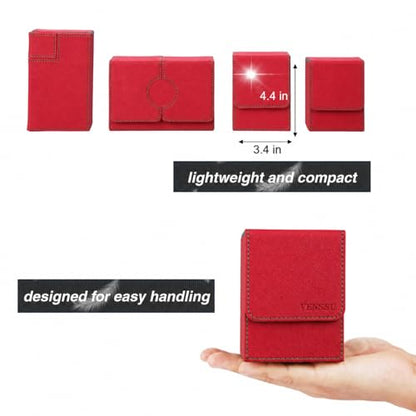 MTG Deck Box with Commander Display, Fits TCG Cards (Red&Green) | Holds 120 Single/100 Double-Sleeved Cards, Fit MTG/PTCG/OPTCG Cards, Strong Magnet, PU Leather, With 2 Dividers & 1 Toploader - color: Red and Green