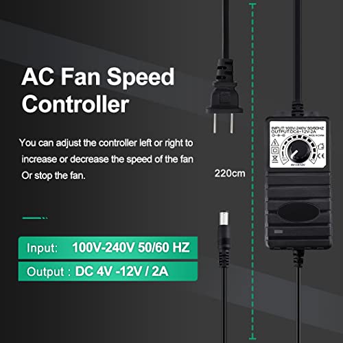 Wathai Air Hockey Table Replacement Fan 12V Variable Speed AC 110V 120V | Dual Ball High Speed Fan with AC Plug,for Receiver Xbox DVR PlayStation Component Electronics Cooling and Cabinet - style: 120mm x 1