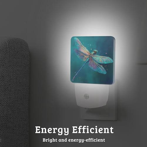 Dragonfly Night Light with Dusk to Dawn Light Sensors, Plug-in Wall Led Night Lights, Energy Efficient Lamp for Bedroom,Bathroom,Kitchen,Hallway,Stairs, Gifts Ideal for Girls Women - color: Dragonfly