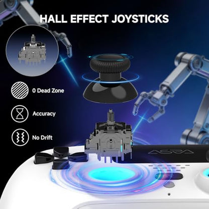 ASRVA White Wireless Pro Controller for PS5, Hall Effect Joystick No Drift, 2 Back Paddles, Macro, Gyro, 1000mAh, RGB, Compatible with PS5/Pro/Slim/PC/iOS/Android - color: White