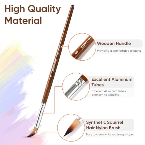 25pcs Paint Brush Set, Professional Paint Brush Set with Cloth Roll and Paint Spatula, Nylon Brushes for Acrylic Painting,Watercolor,Oil,Gouache, Art Supplies for Beginners and Artists (Wood)