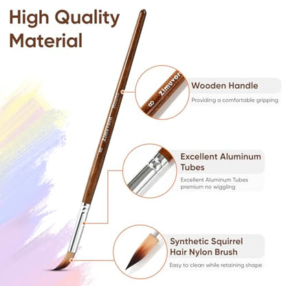 25pcs Paint Brush Set, Professional Paint Brush Set with Cloth Roll and Paint Spatula, Nylon Brushes for Acrylic Painting,Watercolor,Oil,Gouache, Art Supplies for Beginners and Artists (Wood)