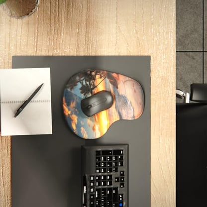 Office Mousepad with Gel Wrist Support - Ergonomic Gaming Desktop Mouse Pad Wrist Rest - Design Gamepad Mat Rubber Base for Laptop Computer -Silicone Non-Slip Special-Textured Surface (15SunsetP) - color: 15SunsetP