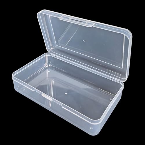 4 Pack Rectangular Clear Plastic Storage Containers, 8x4.7x2.3 inch | Hinged Lid, For Beads and Small Craft Items - size: 8 x 4.7 x 2.3 inch