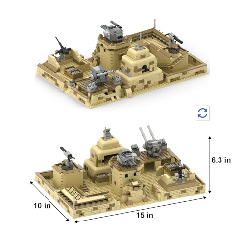 Military Base Building Brick Set, Defence Base Guard Tower Toy | 1000+ Pcs set with Defence Base, Guard Tower, Heavy Weapons and Weapon Packs; military building kits toys for figures