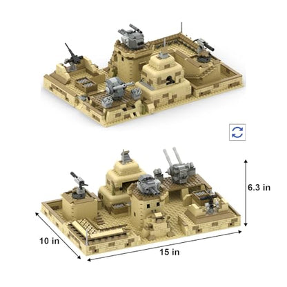 Military Base Building Brick Set, Defence Base Guard Tower Toy | 1000+ Pcs set with Defence Base, Guard Tower, Heavy Weapons and Weapon Packs; military building kits toys for figures