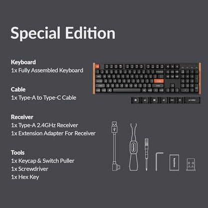 Keychron K10 HE Hall Effect Keyboard, Ultra-Fast Lime Silent Banana Magnetic Switch, Full-Size Tri-Mode Wireless Keyboard with Rapid Trigger, Adjustable Actuation, RGB, Aluminum + Wood Frame - Black - color: Silent Banana Switch - Black