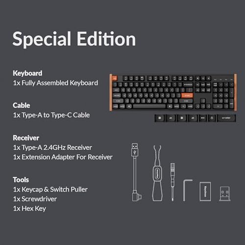 Keychron K10 HE Hall Effect Keyboard, Ultra-Fast Lime Silent Red Magnetic Switch, Full-Size Tri-Mode Wireless Keyboard with Rapid Trigger, Adjustable Actuation, RGB, Aluminum + Wood Frame - Black - color: Silent Red Switch - Black