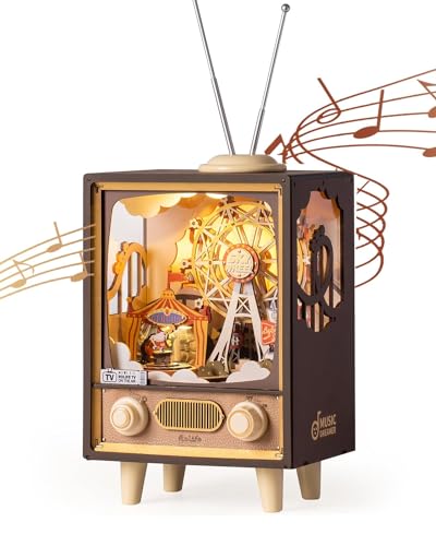 Rolife 3D Wooden Puzzles for Adults DIY Book Nook Kit 16" Ferris Wheel Music Box Model Building Set with LED Crafts for Adults Gifts for Girls Boys (Sunset Carnival)