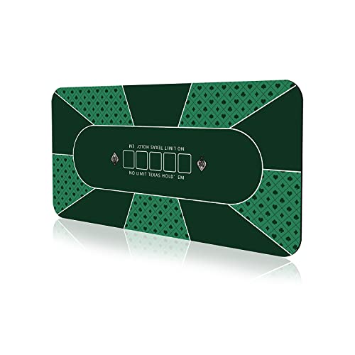 YUZPKRSI 47×23 Inch Poker Mat, 6 Players Texas Hold'em Poker Rubber Mat Poker Topper for Tables, Folding Portable Poker Table Top Layout w/Carrying Bag for Poker Games, Blackjack, Casino - color: 47 X 24 Inch Bright Green