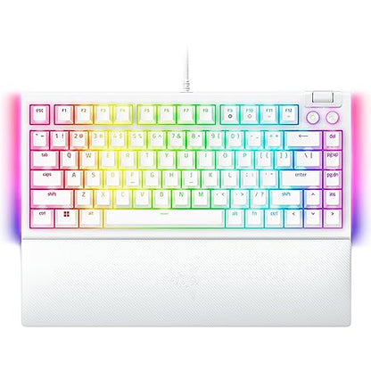Razer BlackWidow V4 75% Mechanical Gaming Keyboard: Hot-swappable Design - Compact & Durable - Orange Tactile Switches - Chroma RGB - MF Roller & Media Keys - Comfortable Wrist Rest - White (Renewed) - color: White