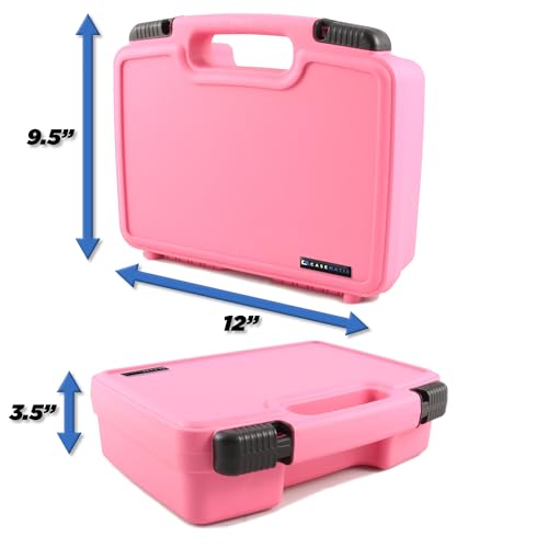 CASEMATIX Miniature Storage Hard Shell Miniature Figure Case - 30 Slot Figurine Minature Carrying Case with Customizable Foam for Large Miniatures for Warhammer 40k, DND and More, Pink Shell