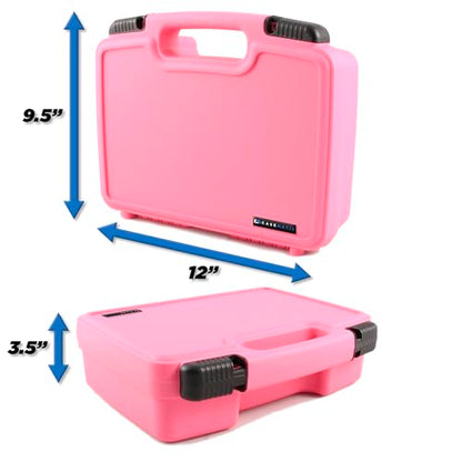 CASEMATIX Miniature Storage Hard Shell Miniature Figure Case - 30 Slot Figurine Minature Carrying Case with Customizable Foam for Large Miniatures for Warhammer 40k, DND and More, Pink Shell