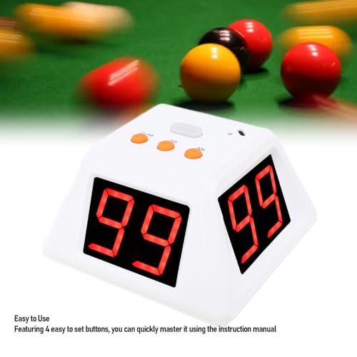 4 Sided Countdown Timer, 1.4 Inch Digits LED Screen Preset Time Table Game Timer Chess Timer Countdown Stopwatch for Chess Table Game (White) - color: White