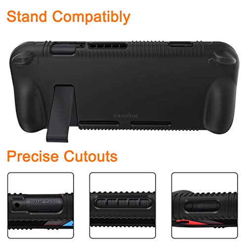 FINTIE Silicone Case Compatible with Nintendo Switch - Soft [Anti-Slip] [Shock Proof] Protective Cover with Ergonomic Grip Design, Drop Protection Grip Case (Black) - color: Black