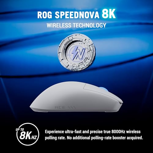 ASUS ROG Harpe II Ace Wireless Esports Gaming Mouse – 2025, Pro-Tested, Right-Handed, 48g Lightweight, Tri-Mode Connectivity, 42K DPI, 8K Polling, 101Hr Battery, Web-Based Tool, PC/Mac Support - White - color: White, style: Harpe II Ace