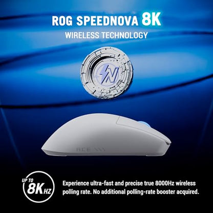 ASUS ROG Harpe II Ace Wireless Esports Gaming Mouse – 2025, Pro-Tested, Right-Handed, 48g Lightweight, Tri-Mode Connectivity, 42K DPI, 8K Polling, 101Hr Battery, Web-Based Tool, PC/Mac Support - White - color: White, style: Harpe II Ace