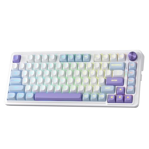 Redragon K673 MAX 75% Wireless Gasket RGB Gaming Keyboard, 3-Modes 81 Keys PBT Compact Mechanical Keyboard w/Hot-Swap Socket, Dedicated Knob Control & 5-Layer Noise Dampening, Custom Linear Switch | Multi-Function Control Wheel, 0-Delay Tri-Mode, Cushione