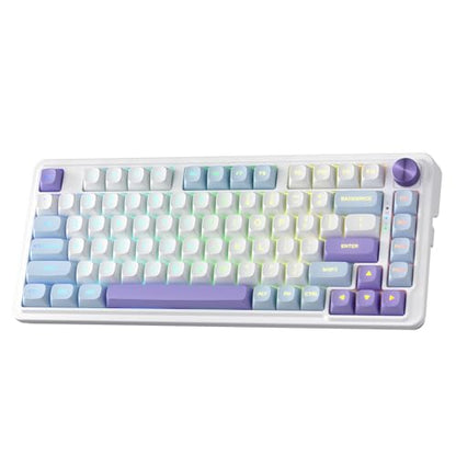Redragon K673 PRO Wireless 81-Key RGB Gasket Gaming Keyboard, Scroll Knob | Multi-Function Control Wheel, 0-Delay Tri-Mode, Cushioned 5-Layer Noise Dampening for Creamy Thocky Sound, Compact 80% Size - color: Moonrise Violet, size: 81 Keys + No LCD Screen