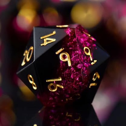 DND Dice Set, 7 Pcs Sharp Edge D&D Dice Polyhedral Resin Dice for Dungeons and Dragons RPG MTG Role Playing Table Games - color: Red