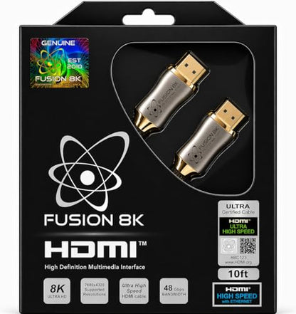 Certified HDMI 2.1 Cable 48Gbps 10 Feet - 10K 8K@60Hz 4K@120Hz 144Hz | eARC HDR10 Dolby Vision HDCP 2.3 | Braided Cord for PS5, Xbox Series X, Apple TV 4K, Roku, OLED TV - size: 10 Feet