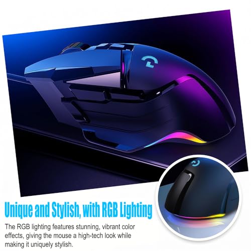 G502 High Performance Wired Gaming Mouse, Ergonomic RGB Gaming Mouse Wired with 7200 Adjustable DPI, 8 Programmable Buttons, Professional Software for Gamer Office [Black]