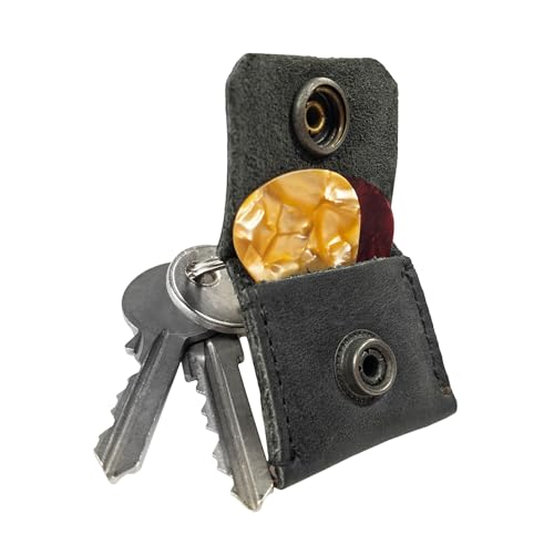 Rustic Leather Switch Cartridge Game Keychain/SD Card/Guitar Pick Holder Handmade by Hide & Drink (Charcoal Black) - color: Charcoal Black