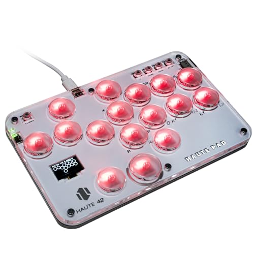Borcham S16 Leverless Arcade Stick,Haute42 16 Keys Game Pad with DIY RGB & Turbo Functions, <1ms Input Latency, Compatible with PC/PS-3/PS-4/Switch/Steam Deck, Support Hot Swap & SOCD