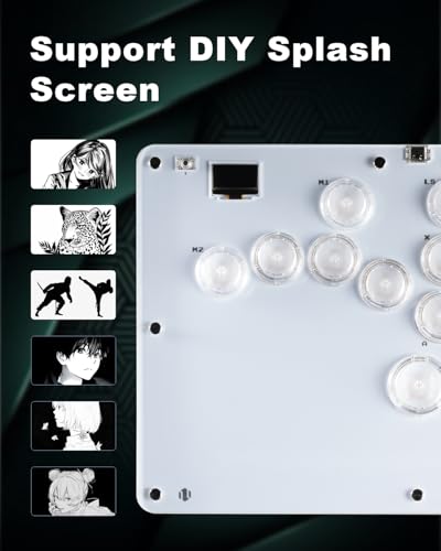 ONEED Haute42 Leverless Controller Arcade Stick R16: Leverless Controller with Rims,Leverless Arcade Stick for PC/PS4/Switch Game,Crystal Low-Profile Switch FightPad Support Hot Swap & SOCD - color: White