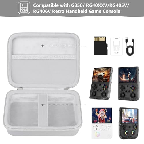 Supmay Hard Carrying Case for G350/RG35XX Pro/RG40XXV/RG405V/RG406V Retro Handheld Game Console, Retro Game Travel Storage Holder with Mesh Bag for SD Card, USB Charging Cable, User Manual, Grey - color: Grey