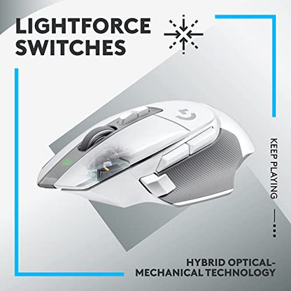 Logitech G502 X Lightspeed Wireless Gaming Mouse - White | Optical Switches, 13 Buttons, <140 hrs Battery, USB-C, Infinite Scroll Toggle, Wireless Charging Capable, for PC/MacOS - color: White, style: Wireless