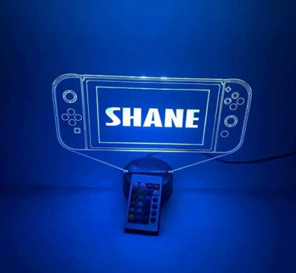 MIRROR MANIA Handheld Video Game Console Switch Night Light Up Lamp LED Personalized Engraved Controller Gaming Room Desk Table Lamp, It's Wow, 16 Color Changing Options with Remote, Gamer Gift