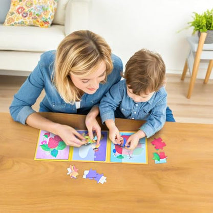 D-KINGCHY Magnetic Puzzles for Kids Ages 3+, 3-in-1 Puzzle Book 9 12 16 Pieces, Travel Jigsaw Puzzles, Road Trips Toys for 3 4 5 6 7 Boys Girls Birthday Gift (Fruits) - style: Fruits