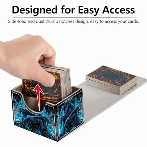 Strong Magnet Case Mtg Magic Deck Box Tcg Up to 200 Cards Creative Pattern Trading Card Storage Box for Collectible Card Games, Blue and Black Grim Reaper - color: Blue And Black Grim Reaper