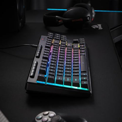 Redragon K516 Shiva TKL Wired RGB Membrane Gaming Keyboard, 87 Keys Mechanical-Feel Keyboard w/Smooth Linear Switch, On-Board Macro & Dedicated Multimedia Keys, 16.8M RGB Backlit, Software Supported - size: 87 Keys