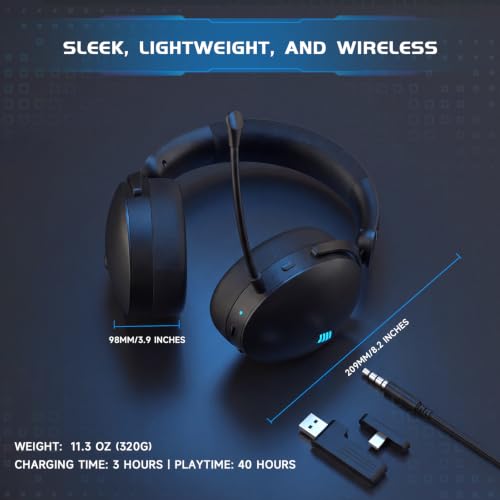 Acer 2.4GHz Wireless Gaming Headsets for PS5, PS4, PC, Switch, Tri-Mode Gaming Headphones with Noise Canceling Mic, Stereo Sound, 40+Hr Battery, 50mm Drivers - JetBlack - color: JetBlack