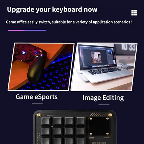 Double Knob Custom Macro Pad Programmable Designer Mini Keyboard 16 Keys with Screen (Black,KB16) - color: Black, size: 16-Key