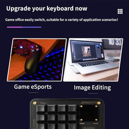 Double Knob Custom Macro Pad Programmable Designer Mini Keyboard 16 Keys with Screen (Black,KB16) - color: Black, size: 16-Key