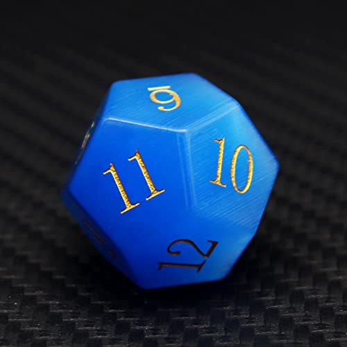 Haxtec Cat Eye Stone Dice Set Blue Gemstone Polyhedral Dice W/Wood Dice Case Compatible with Dungeons and Dragons D&D Gift Tabletop RPG Role Playing Games - color: Blue Gold