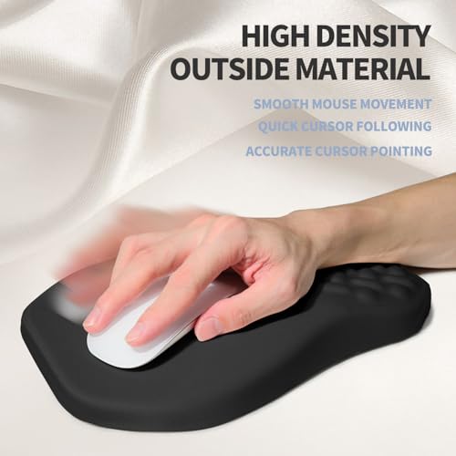Ergonomic Raised Mouse Pad Wrist Support with Bilateral Slope Memory Foam Mousepad for Wrist Rest and Carpal Tunnel Pain Relief 11.8x7.9〃 Black - color: Black