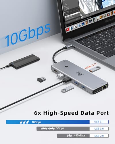 13 in 1 USB C Docking Station - Dual Monitor, Triple Display, 8 USB C/A Ports, Ethernet, Audio - LIONWEI USB C Hub for MacBook,Dell,HP,Lenovo,Surface - color: 13-in-1 Docking Station (USB C)