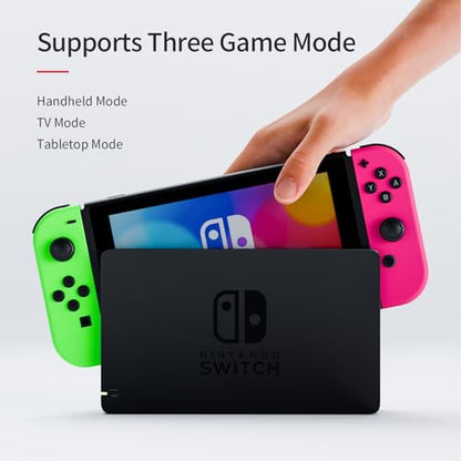 Tideal Set of Replacement Controller for Nintendo Switch - Compatible with Nintendo Switch (1) / OLED/Lite - Dual Vibration/Motion Control / 6-Axis Gyro (Green & Pink) - color: Green & Pink
