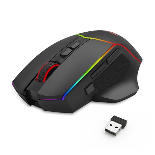 Redragon Axe M814 Programmable Wireless Gaming Mouse, with RGB Streaming Lights, 8 programmable Buttons, max 8000DPI,15G Acc,Multifunctional Software, Ergonomic Design