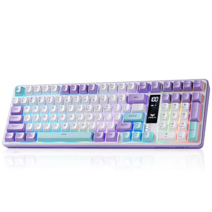 Aula S99pro V2 Wireless Gaming Keyboard,Silent Computer Keyboards,Creamy Membrane Keyboard with Number Pad,Tri-Mode Bluetooth/2.4GHz/USB-C,RGB Backlit,Digital Display Screen - Star Illusion Purple - color: Star Illusion Purple