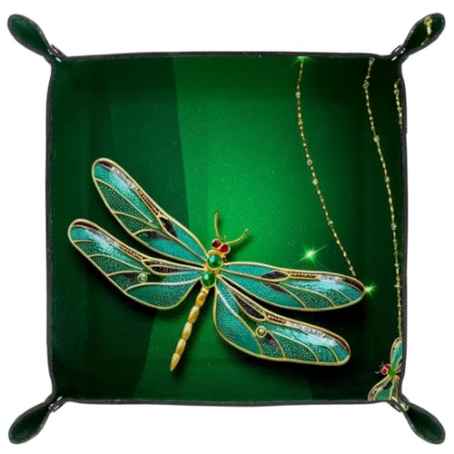 Green Dragonfly Dice Tray Dice Rolling Tray Folding Dice Holder for Dice Games, Like RPG, DND and Other Table Games - color: Multi 11