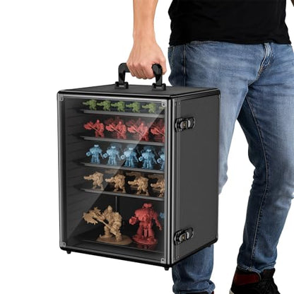 Vitula Miniatures Carrying Case, Large Capacity Miniature Storage Display Cases for Collectibles, with 5 Trays, Portable Figure Display Case for Miniature Storage & Carrying (L)