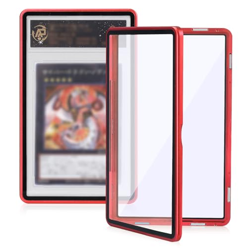 Magnetic Graded Card Case, Premium Aluminum Alloy Protector with 9-Point Lock, Personalized Slab Bumper for 35PT PSA/CSG, Drop-Tested & UV Resistant, Ideal for Display & Long-Term Storage (Red) - color: Red, style: PSA Card Case