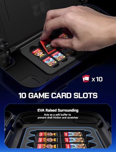 JSAUX Hard Carrying Case for Nintendo Switch 2, PC Hard Protective Shell | Drop Protection, Impact Resistant, Multi-Layer Cushion, 10 Game Card Slots, Charge-in-Case Design