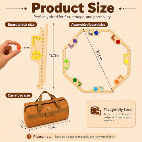 Jokers and Marbles Board Game Set – Wooden Marble Game with 40 Marbles, 4 Decks of Cards, Instructions and Carry Bag, 2–8 Player Portable Family Tabletop Game, Gift for Adults and Families - color: Natural Wood Color