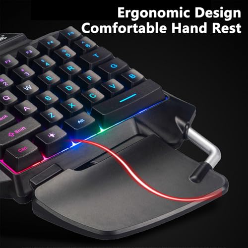 One Handed Gaming Keyboard 35 Keys One Handed Keyboard Slim USB Half Keyboards Gaming Keypad Mechanical Keyboards Small Mini RGB Backlight Key Board